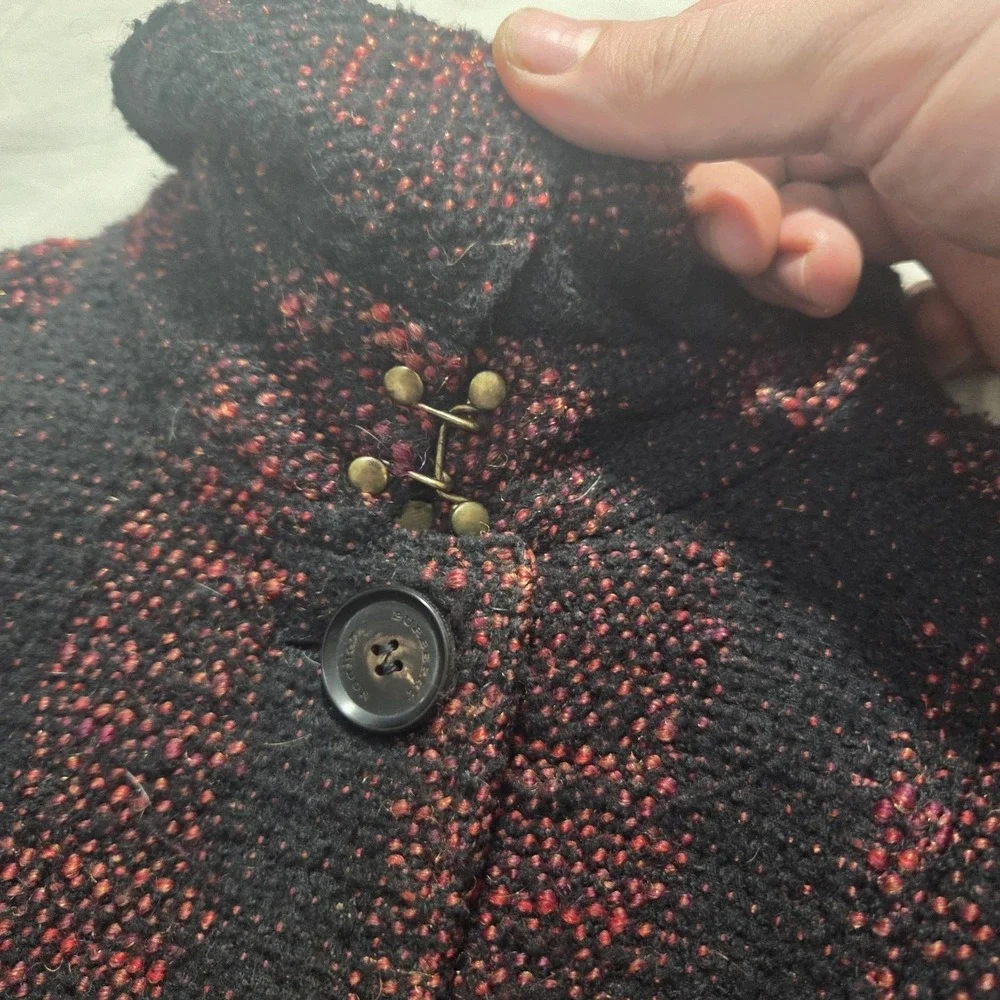 Burberry Check Coat Fitted Prorsum Burgundy Black Ladies Size US 2 / UK 4 *READ* - Picture 9 of 16